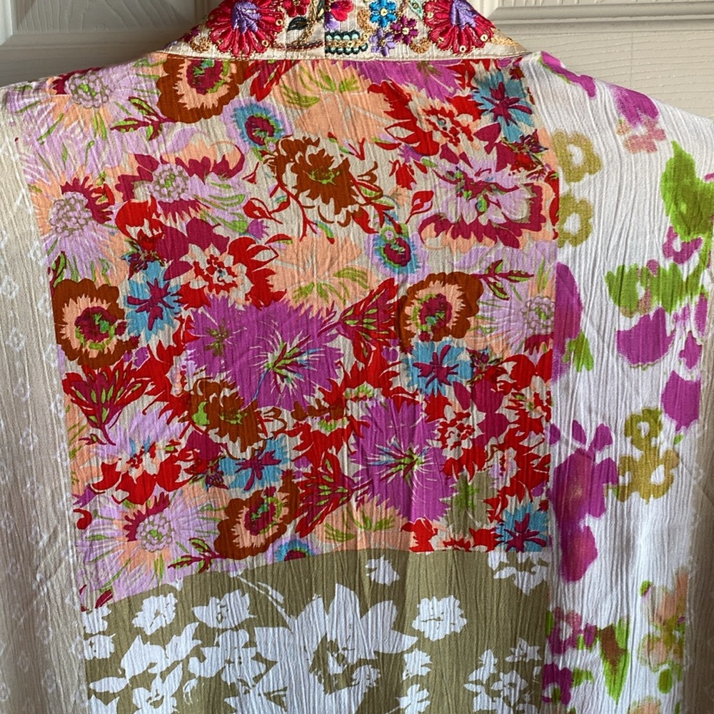 SAACHI NWT Embroidered Floral Print Maxi CoverUp  Kaftan Duster O/S - Picture 10 of 15